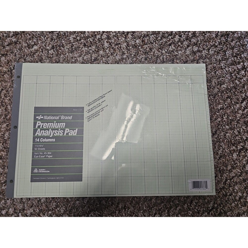 National Brand Premium Analysis Pad 14 Columns 45-364 11”X16 3/8” 50 Sheet